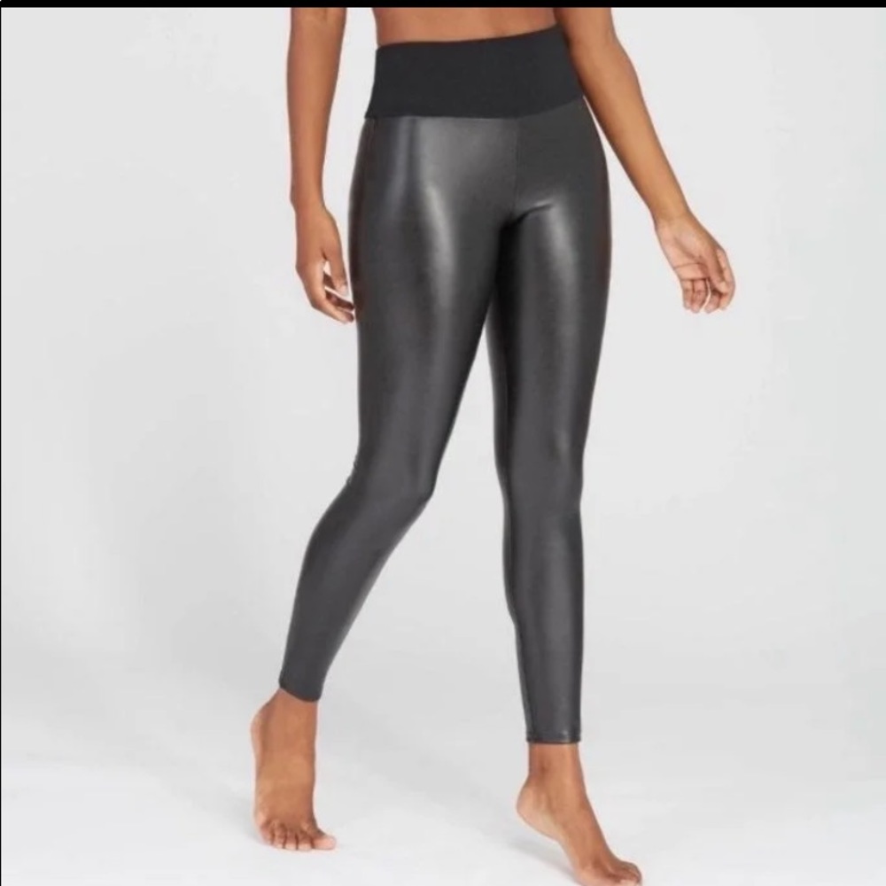 SPANX Black Faux Leather Leggings
